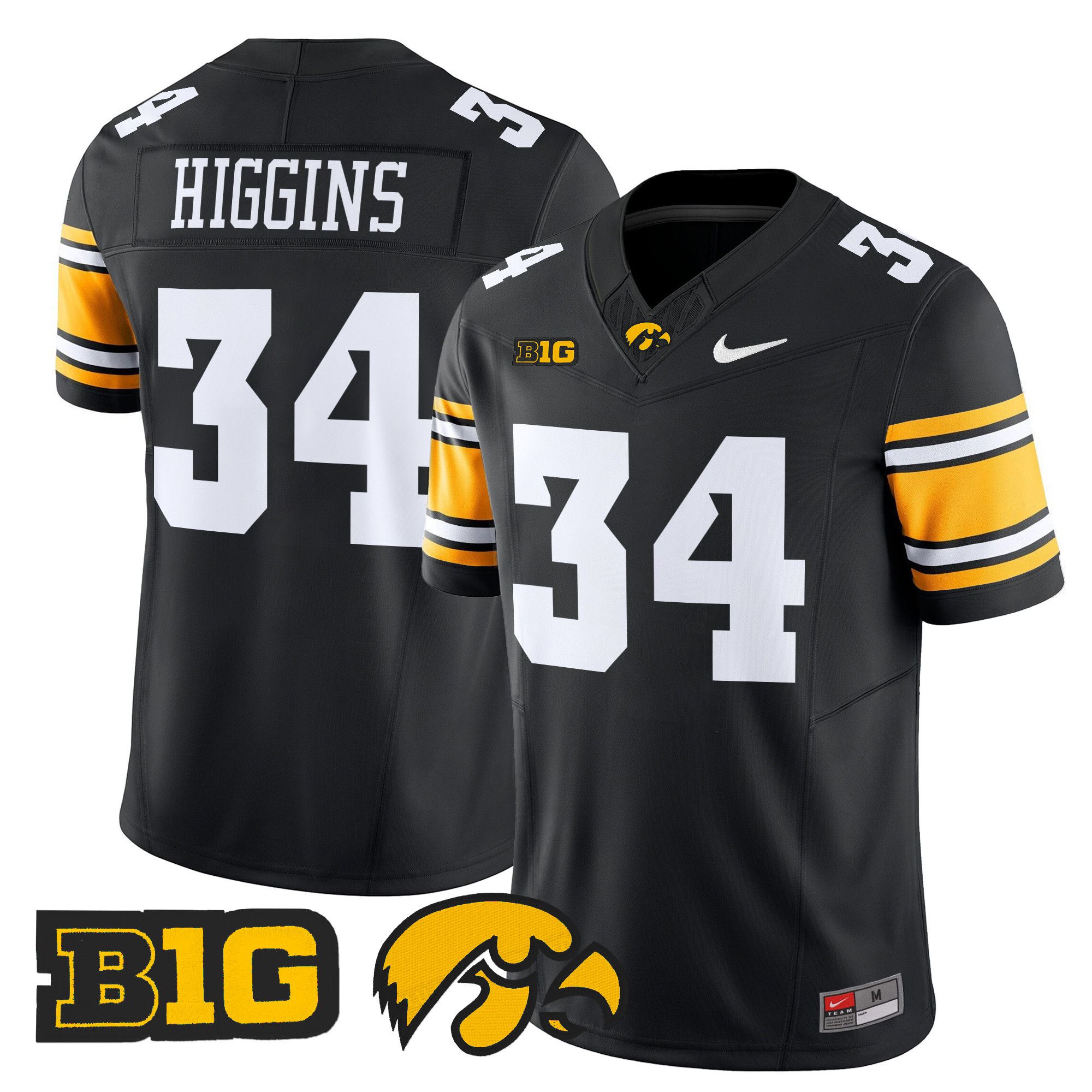 Men Iowa Hawkeyes #34 Higgins Black Nike 2024 Vapor Limited NCAA Jersey style 1